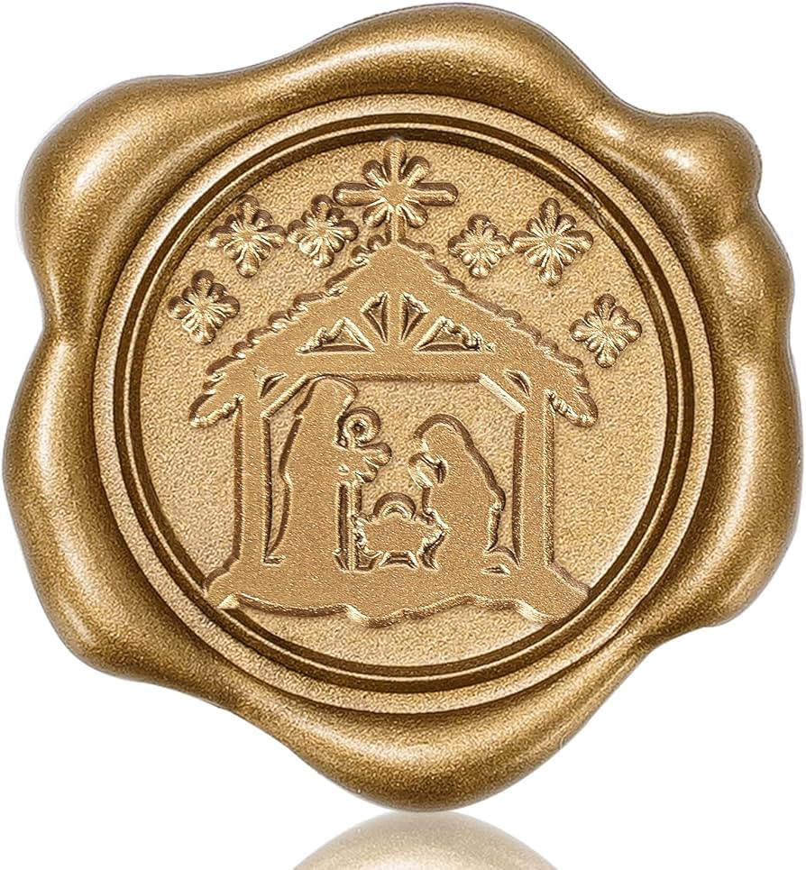 Whaline 50Pcs Christmas Wax Seal Stickers Nativity Scene Envelope Seal Stickers Gold 3D Self-Adhe... | Amazon (US)
