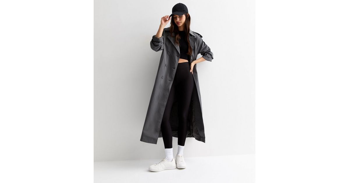 Dark Grey Belted Longline Trench Coat
						
						Add to Saved Items
						Remove from Saved Ite... | New Look (UK)