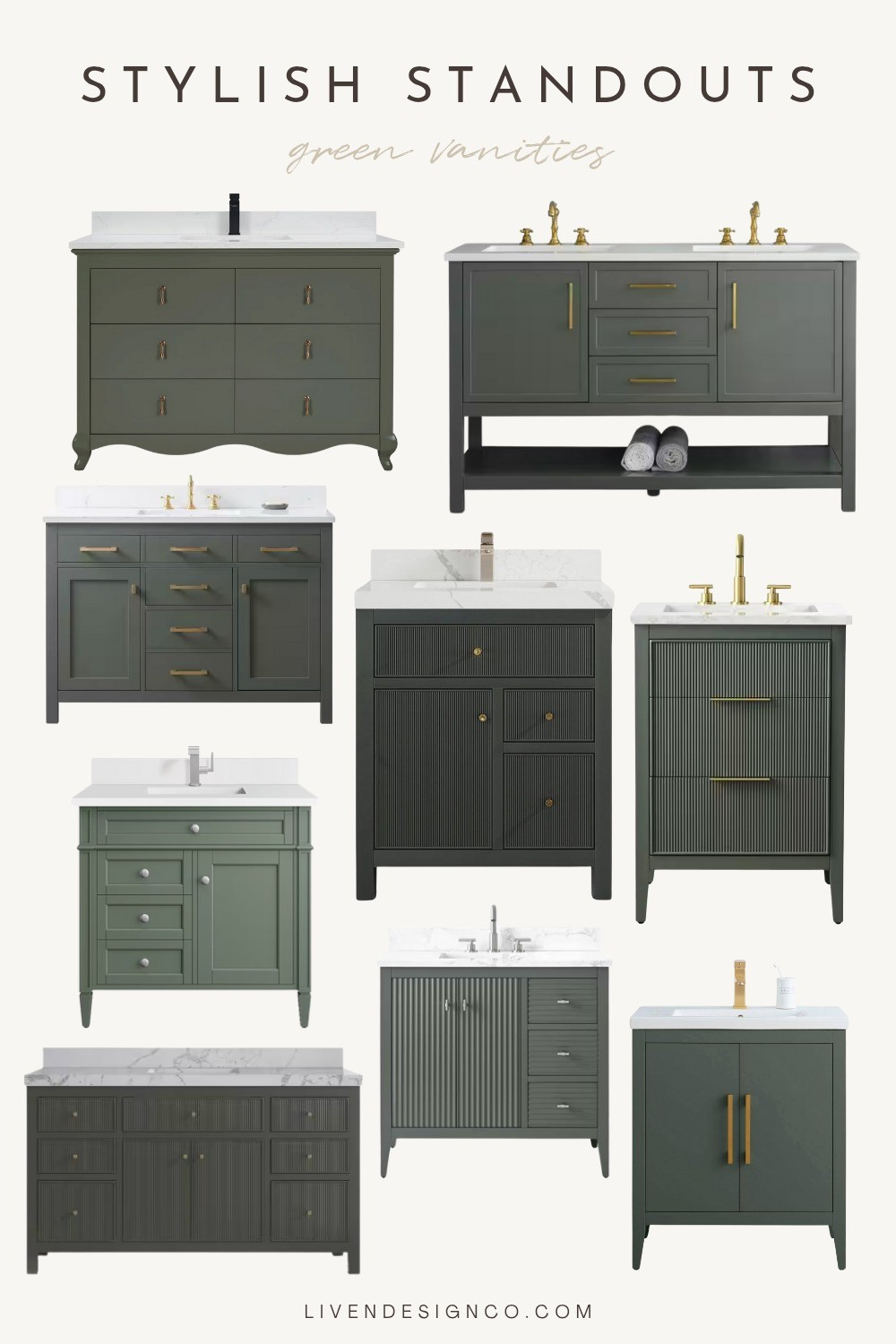 Green vanity. Bath vanity. Olive green vanity. Fluted vanity 

#LTKSeasonal #LTKHome #LTKSaleAlert