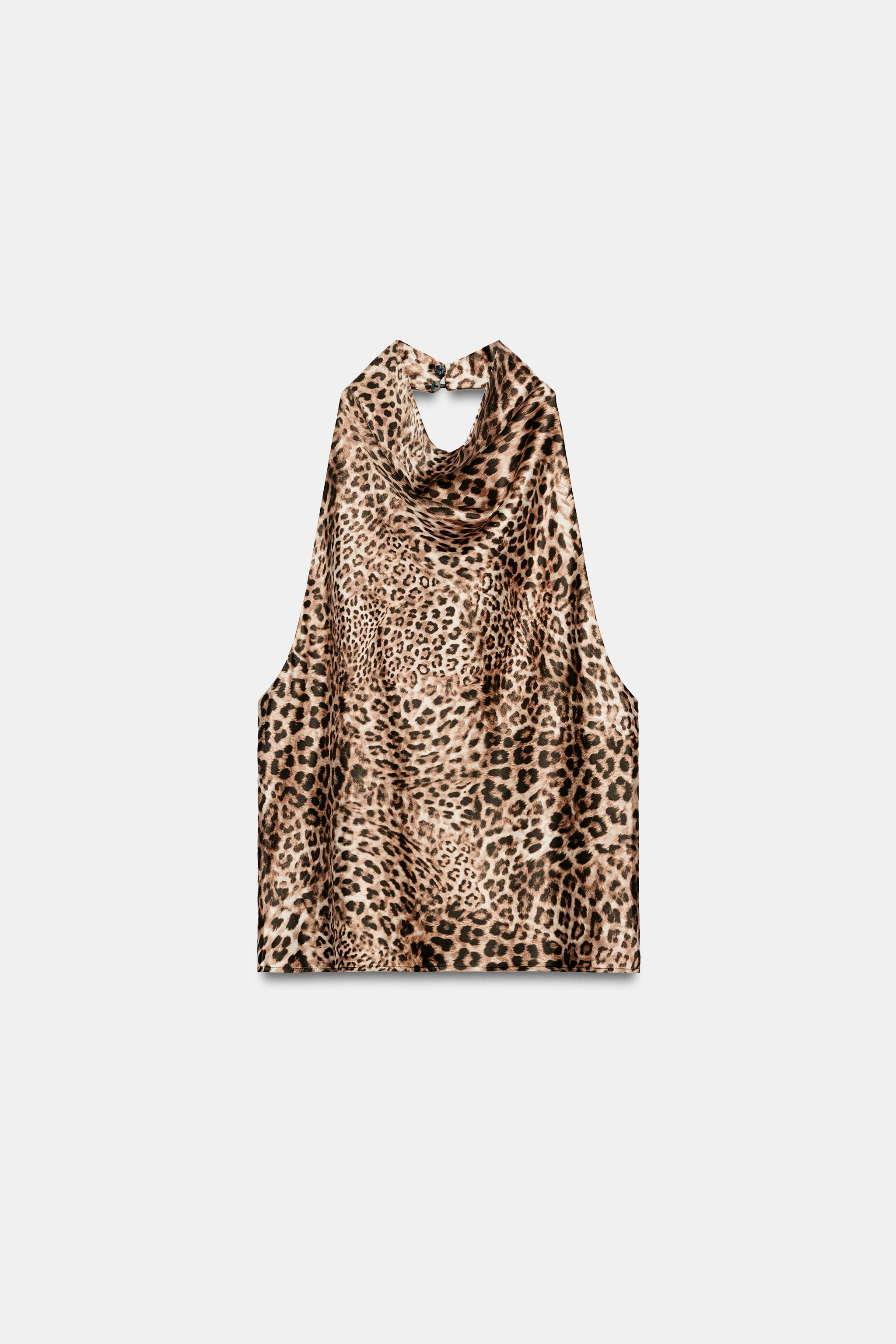 ANIMAL PRINT SATIN HALTER TOP | Zara UK