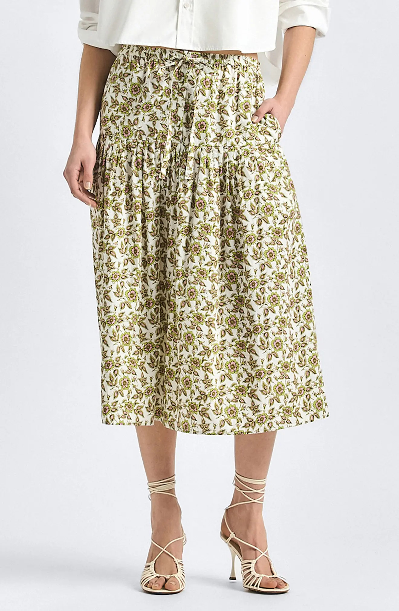 Derek Lam 10 Crosby Beau Floral Midi Skirt (Women) | Nordstrom | Nordstrom
