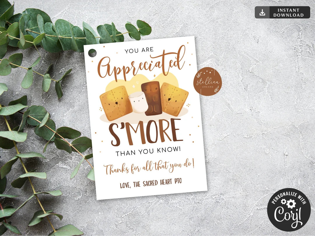 EDITABLE S'mores Gift Tag Appreciation S'more Tag - Etsy | Etsy (US)