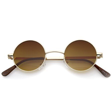 sunglassLA Unisex Small Retro Lennon Inspired Style Neutral-Colored Lens Round Metal Sunglasses 41mm | Walmart (US)