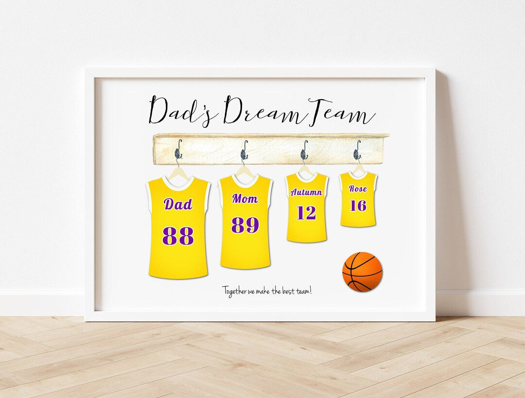 El equipo de ensueño de papá, impresión de baloncesto familiar personalizada, regalo del Día ... | Etsy (US)