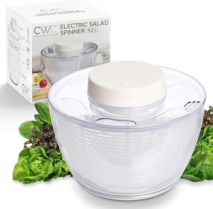 COOK WITH COLOR Electric Salad Spinner, Round 4.5L Capacity – Fast Drying & Easy Spin for Fresh... | Amazon (US)