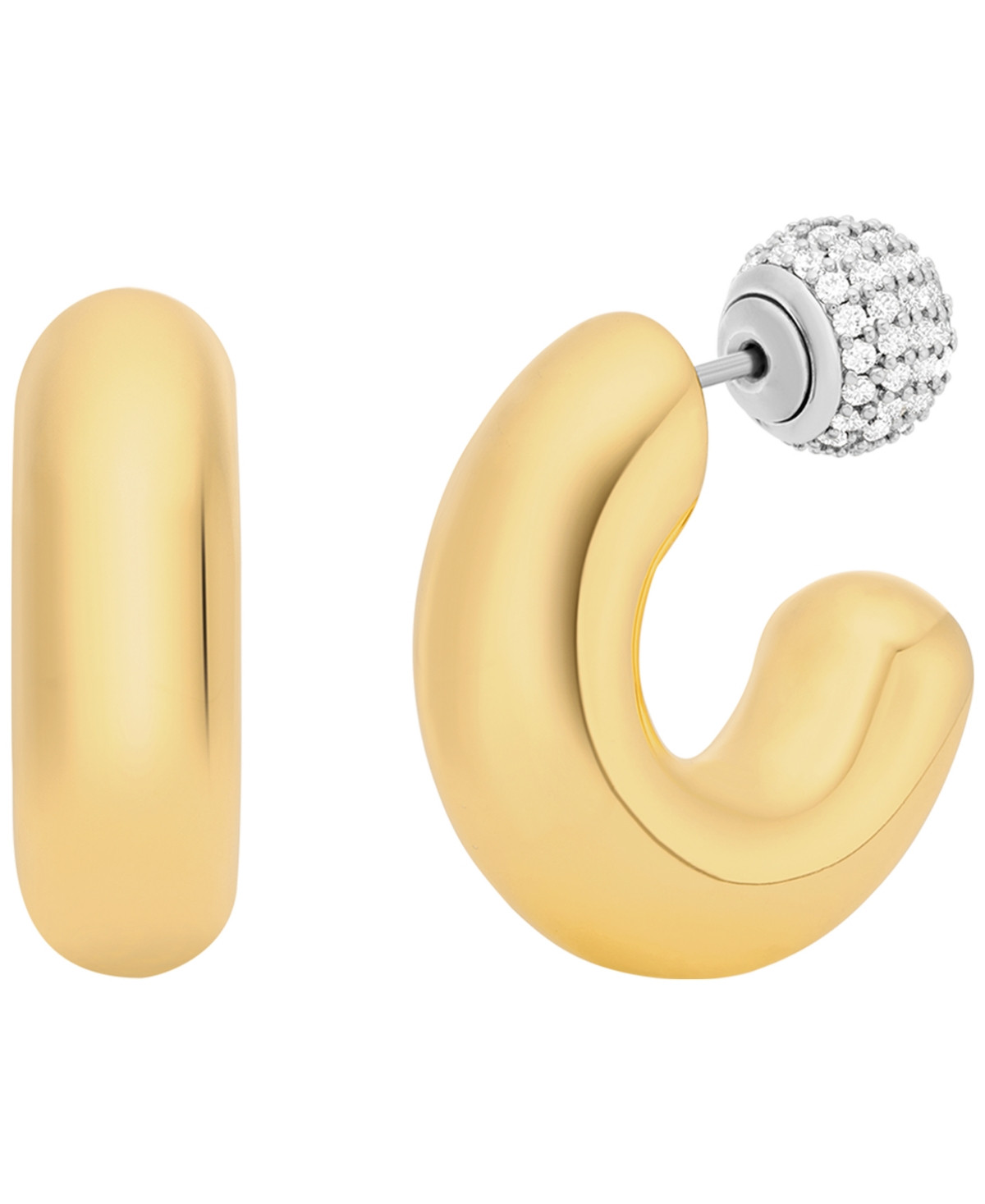 Michael Kors Gold-Tone Reversible Hoop Earrings - Gold | Macy's