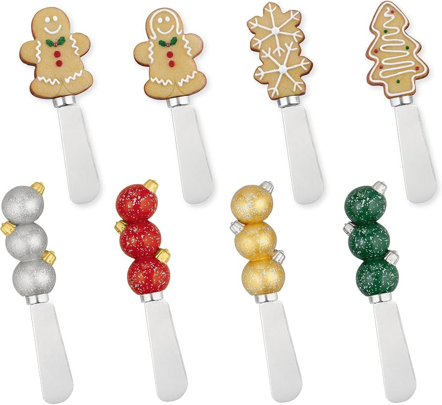 Supreme Housewares Cheese and Butter Spreader Knives Christmas Decor 8-Piece Hand Painted Resin H... | Amazon (US)