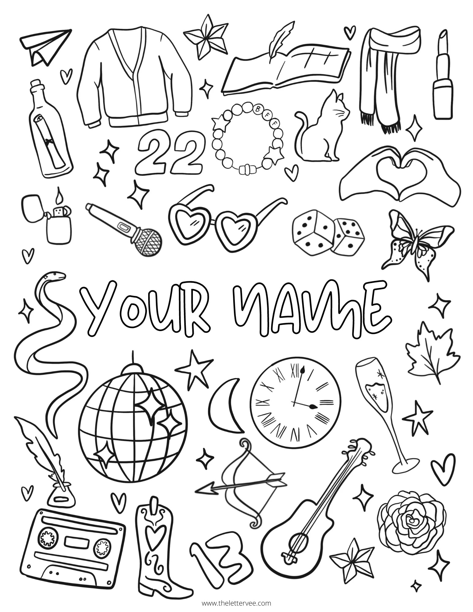 Custom SWIFTIE Coloring Page | The Letter Vee