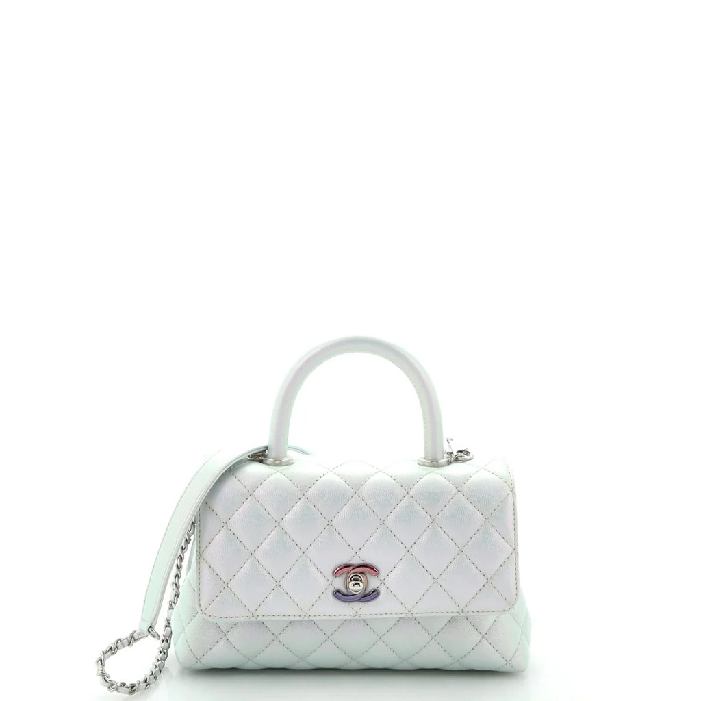 Coco Top Handle Bag Quilted Iridescent Caviar with Gradient Hardware Mini | Rebag