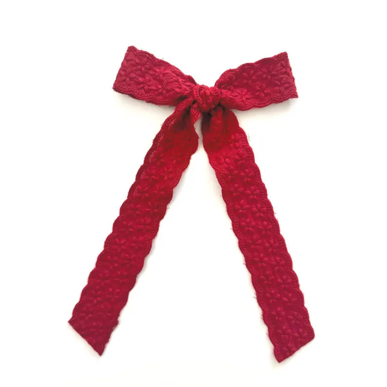 Red Lace Long Tail Bow - CLIP ONLY - Etsy | Etsy (Global)