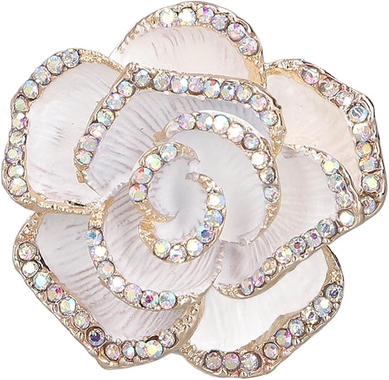 Deror Broche Broche Camélia Forme Élégant Exquis Strass Orné Broche pour Femmes Vêtements Fo... | Amazon (FR)