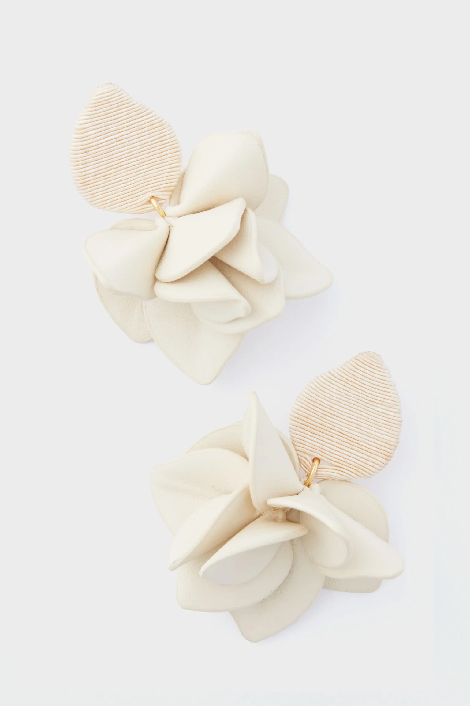 Cream Silk and Leather Orchid Earring | Tuckernuck (US)