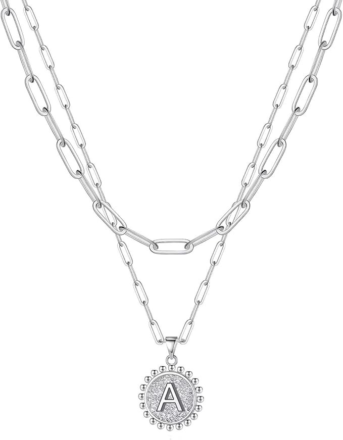 Yoosteel Gold Initial Necklaces for Women Girls, 14K Gold Plated Dainty Layering Paperclip Link C... | Amazon (US)