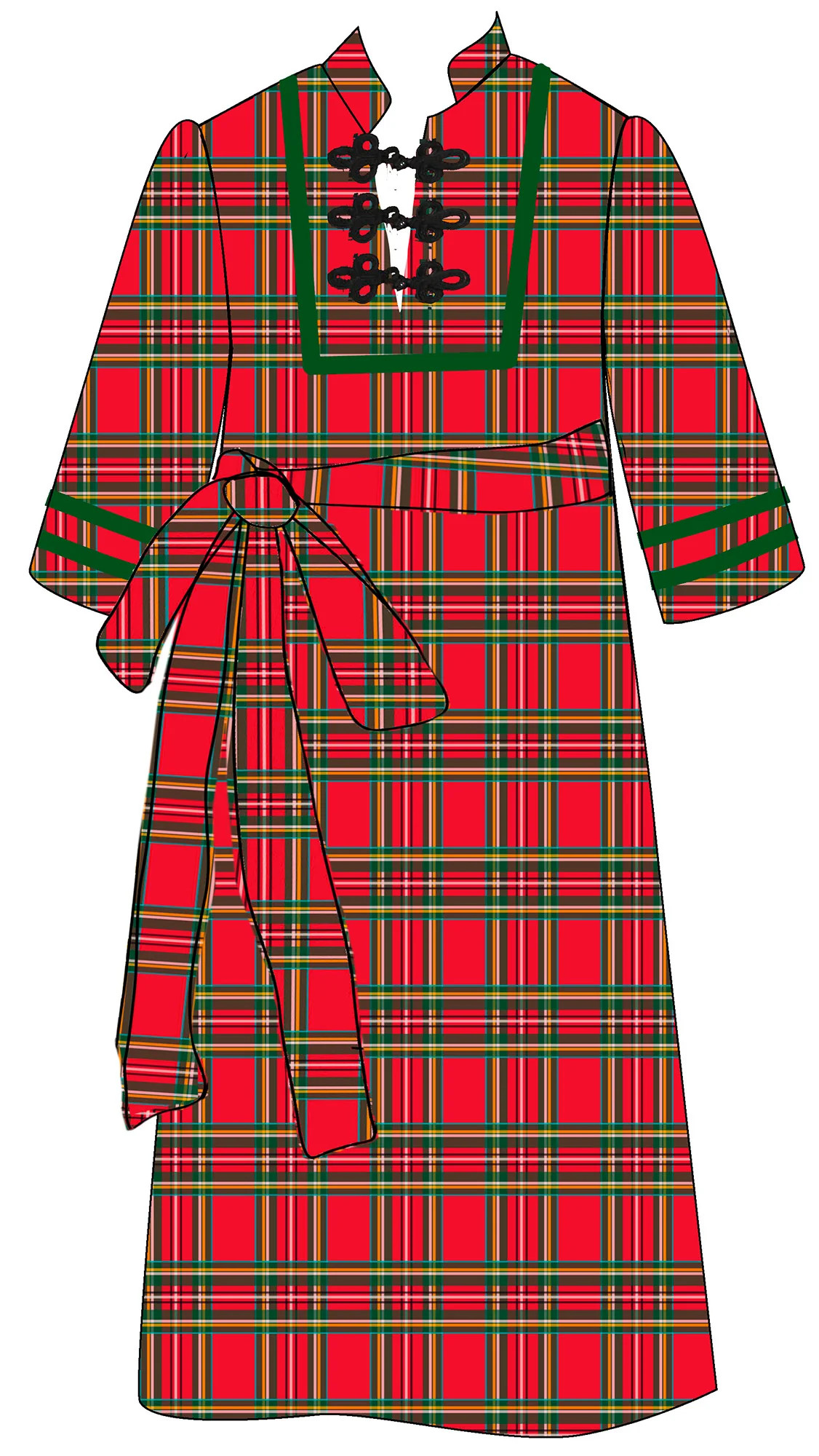 Red Tartan Obi Sash | House Of MBR