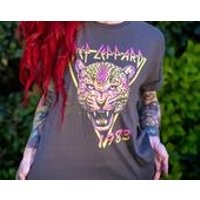 Def Leppard Neon Cat Rolled Sleeve Boyfriend Tee (DEF0087408HMT) English band, rock band, music, concert, rock, 1980s | Etsy (US)