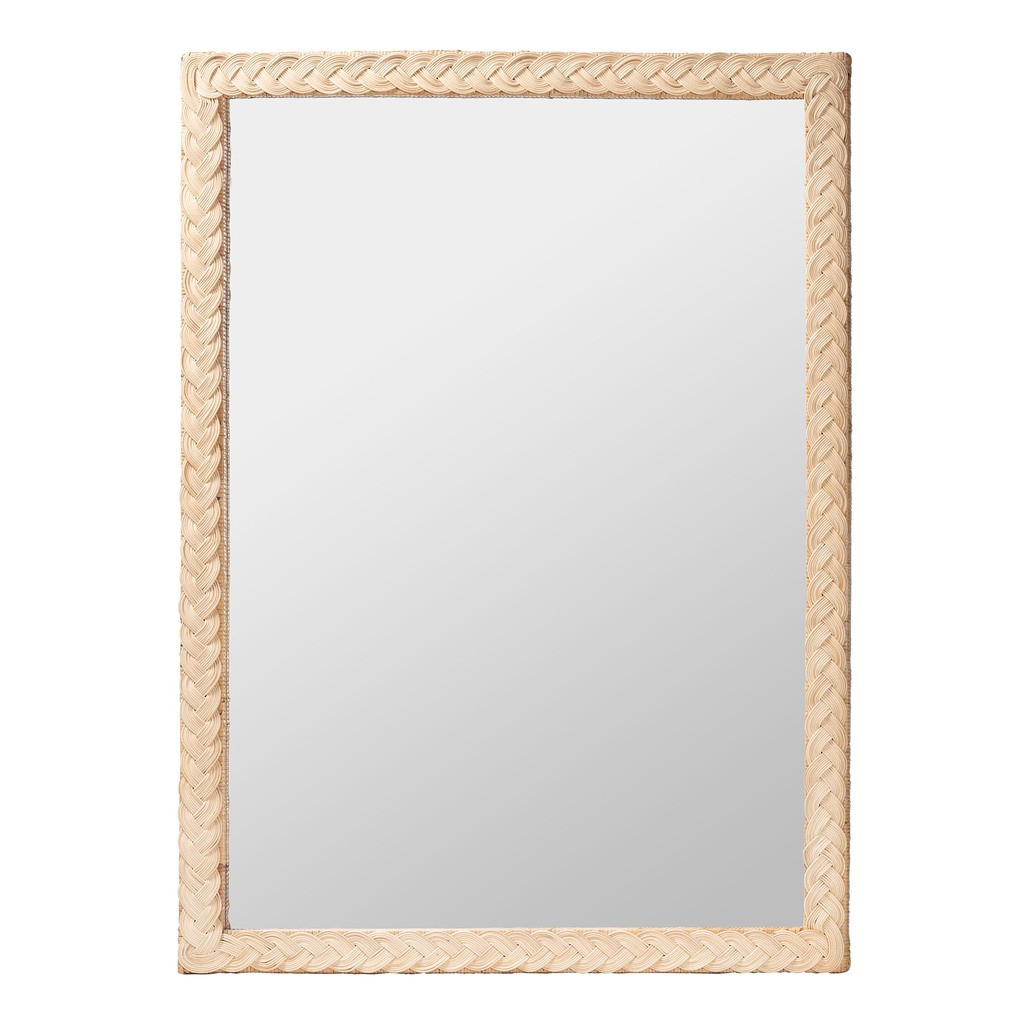Lanica Sun Bleached Rattan Wall Mirror In Ivory | 1stopbedrooms