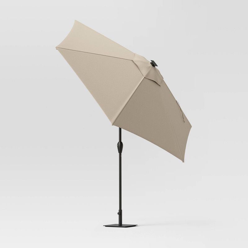 9' Round Solar Patio Umbrella DuraSeason Fabric™ - Black Pole - Threshold&#153; | Target
