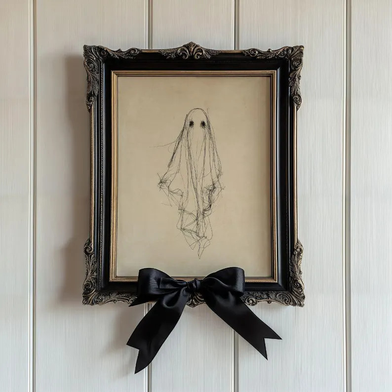 Vintage Ghost Sketch Print - Neutral Spooky Cottagecore Halloween Decor, Light Academia Goth Art | Etsy (Global)
