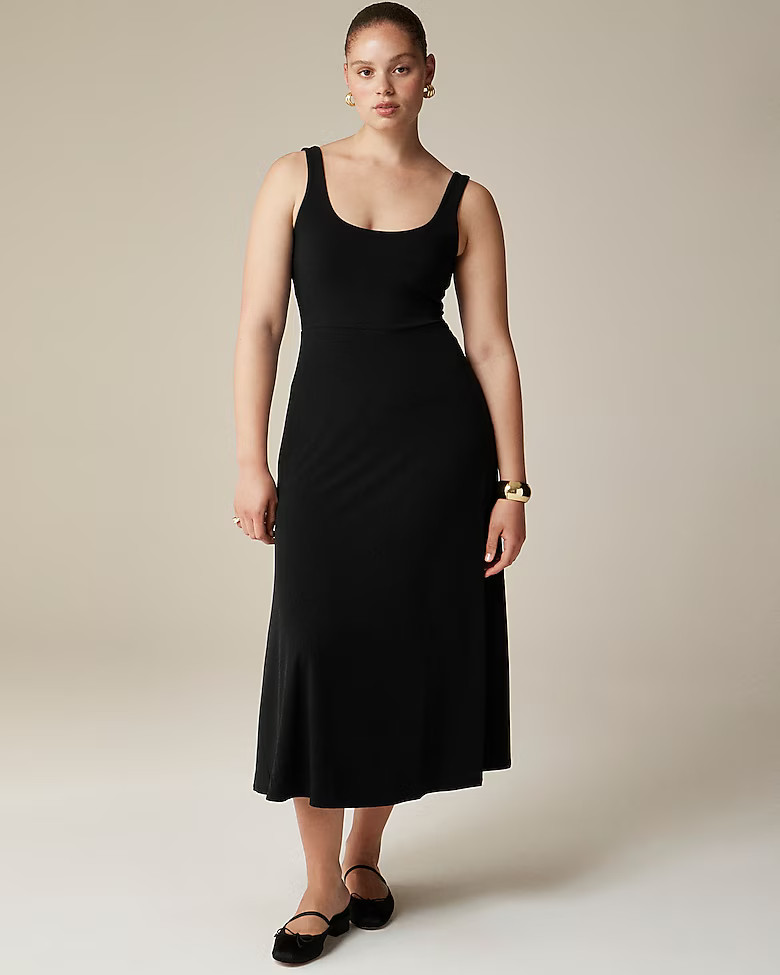 Scoopneck A-line midi dress in matte jersey | J. Crew US