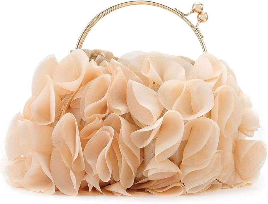 Yokawe Floral Clutch Purses for Women Satin Flower Evening Bag Party Prom Handbags | Amazon (US)