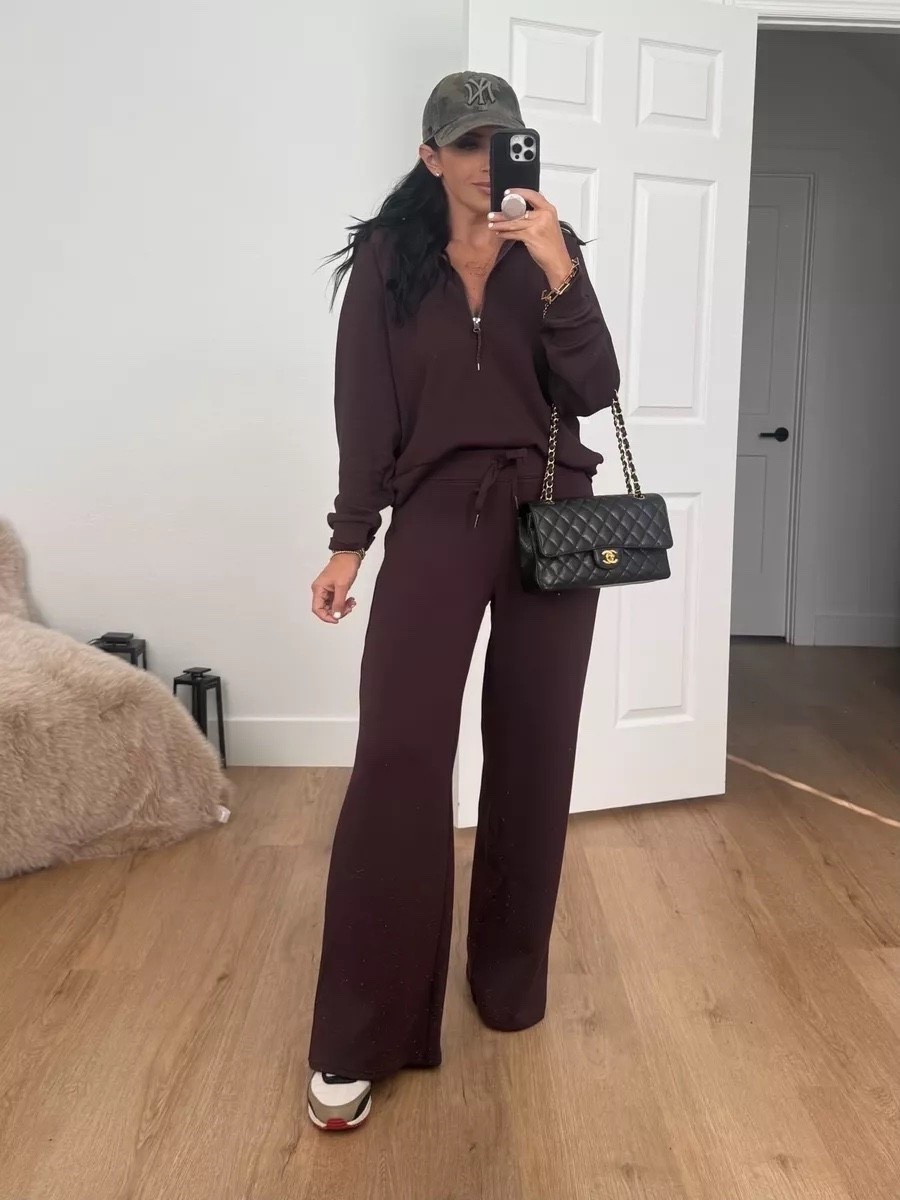 ! Now 30% off Spanx AirEssentials Half Zip wearing size medium now $79. Spanx AirEssentials Wide Leg Pant wearing size medium now $69

