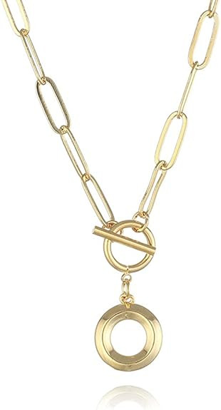 Eben-Ezer Toggle Clasp Capital A-Z Initial Necklace for Women Hiphop Plated Brass Alphabet Pendan... | Amazon (US)