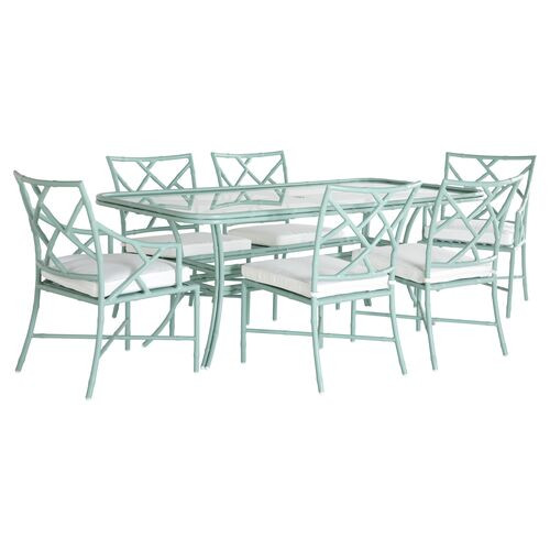 Kit Celadon 7-Pc Dining Set, White | One Kings Lane