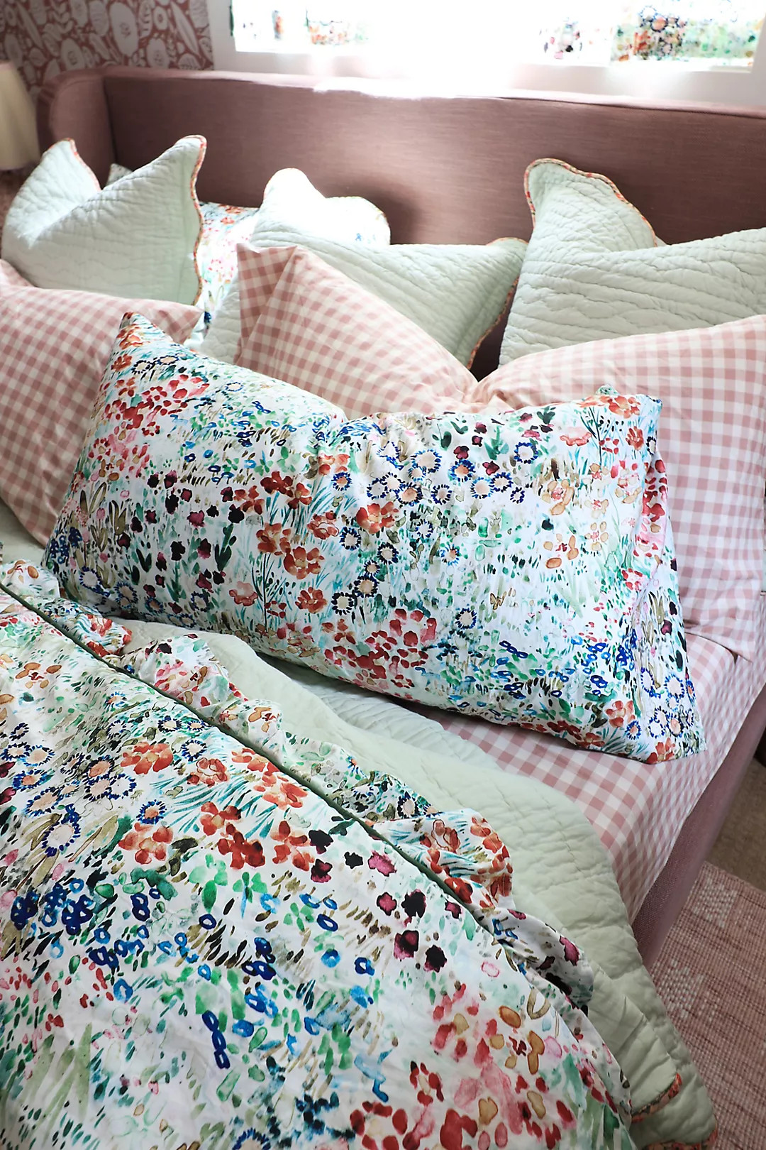 @nestingwithgrace Cotton Sateen Floral Printed Ruffle Duvet | Anthropologie (US)