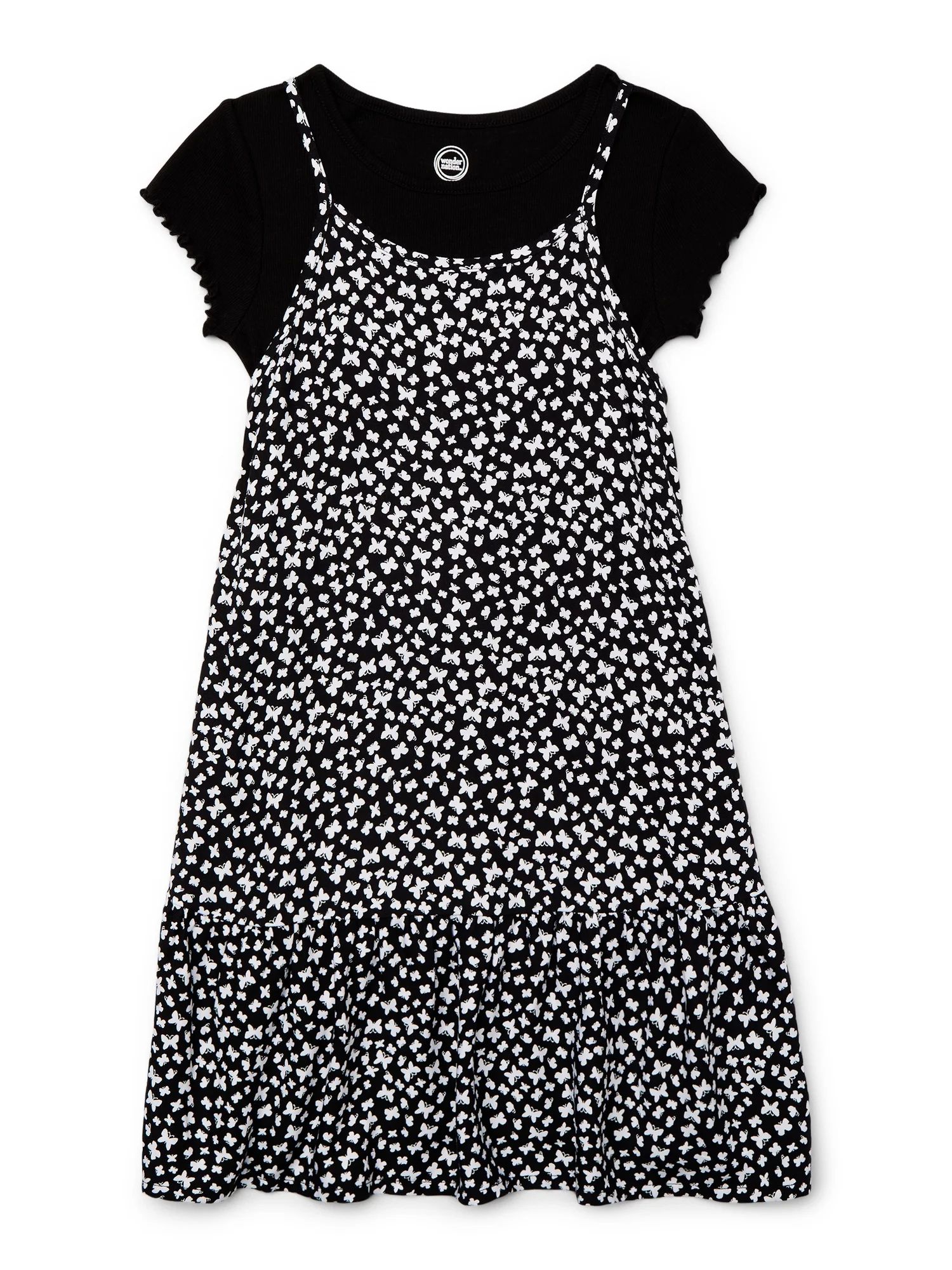 Wonder Nation Girls Short Sleeve Cami Dress, Sizes 4-18 & Plus | Walmart (US)