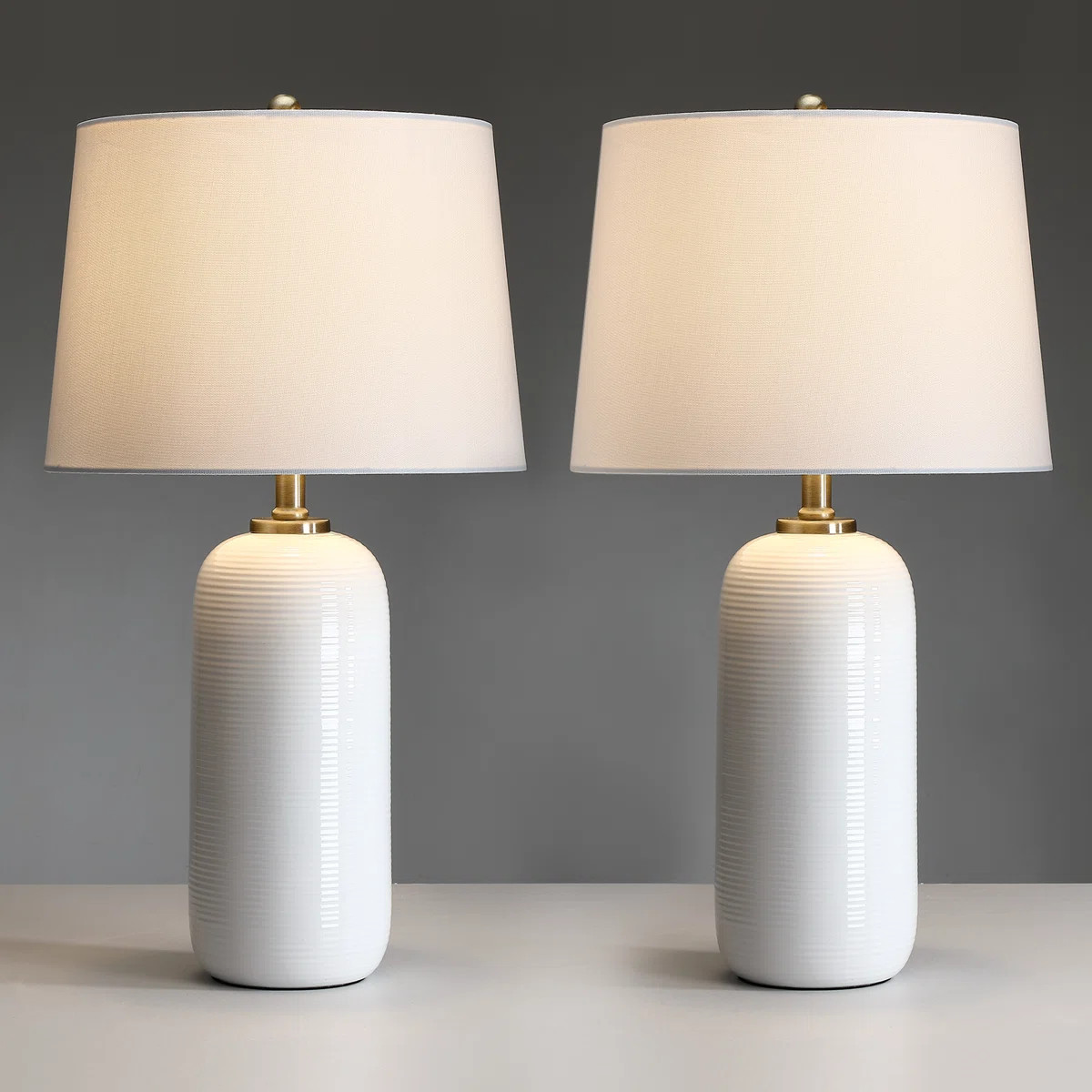 2-Pack 3-Way White Ceramic Table Lamp (Set of 2) | Wayfair North America