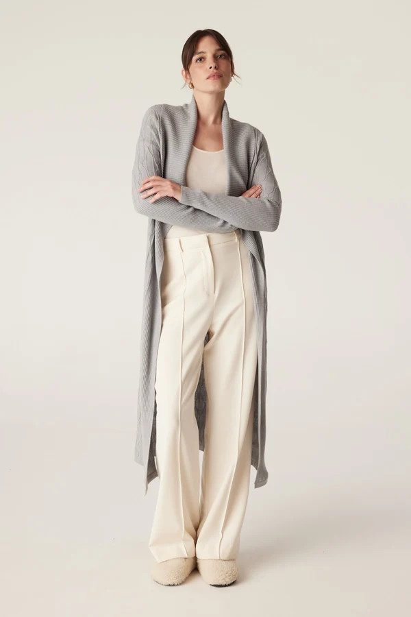 The Beaumont Merino Wool Cardigan - Grey Marle | Cable Melbourne