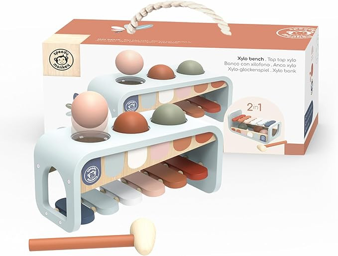 Speedy Monkey Tap Tap Xylophone – Vibrant Wooden Xylo Bench with 3 Balls, Hammer Play, Enhances... | Amazon (US)