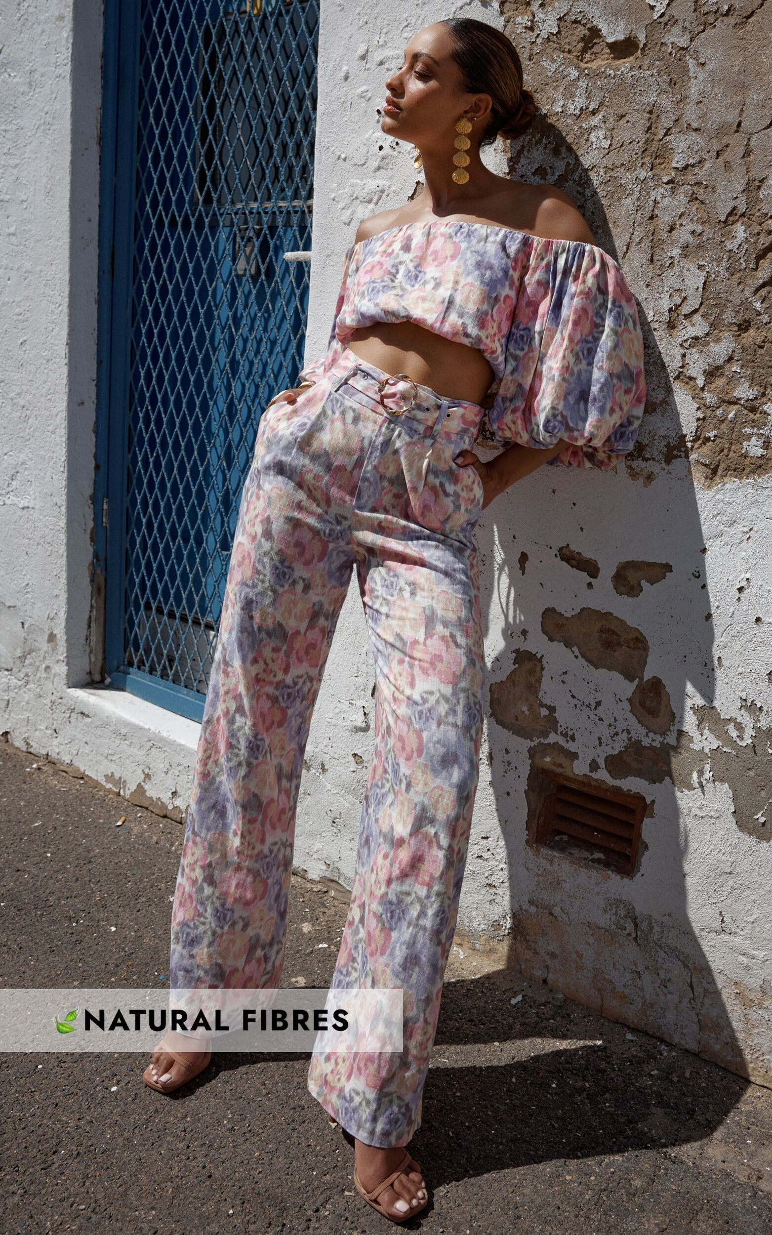 Amalie The Label - Aldina Linen Blend High Waisted Belted Straight Leg Pants in Aurora Print | Showpo (US, UK & Europe)
