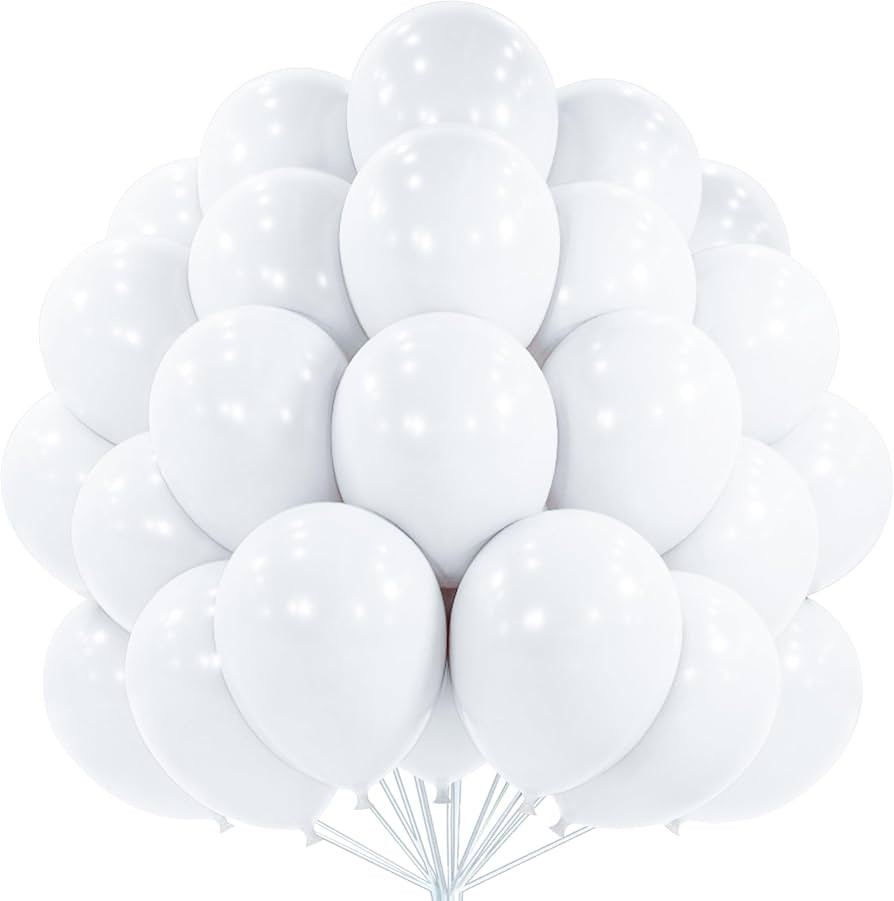 PartyWoo White Balloons 100pcs 12 Inch Latex Helium White Balloons | Amazon (US)