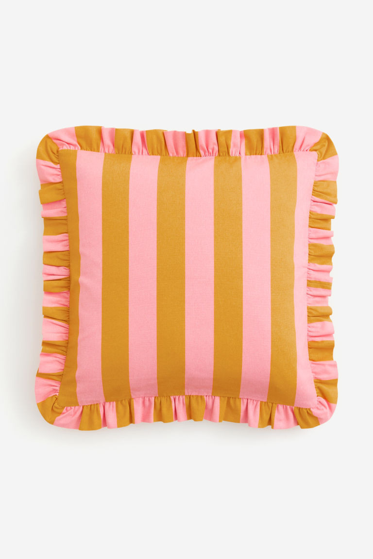 H & M - Ruffle-trimmed Cushion Cover - Pink | H&M (US + CA)