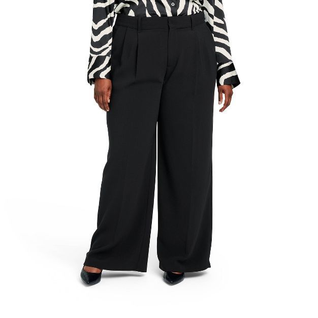 Women's High-Waist Wide Leg Tailored Trousers - Sergio Hudson x Target Black | Target