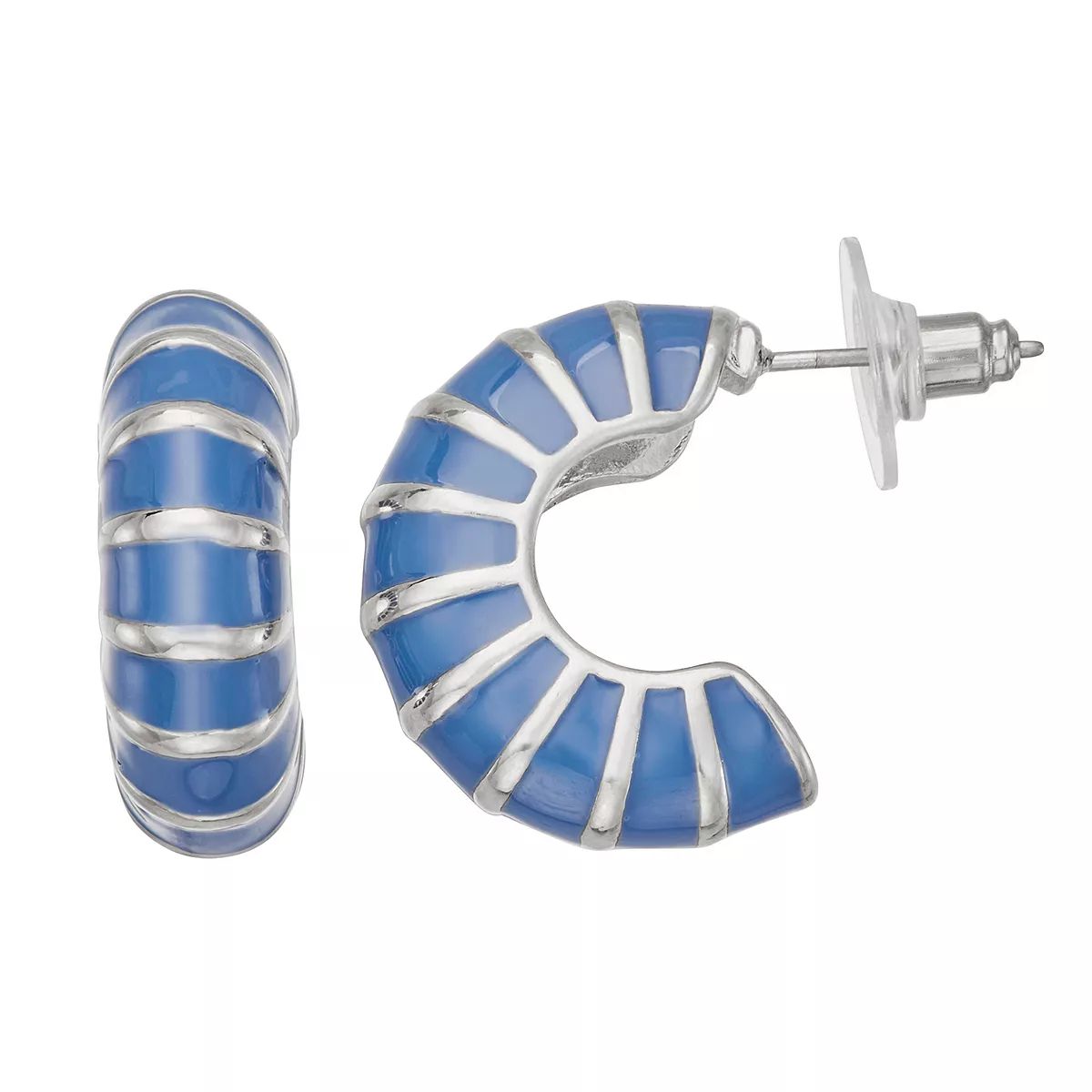 Sonoma Goods For Life® Silver Tone Chubby Enamel Hoop Earrings | Kohl's
