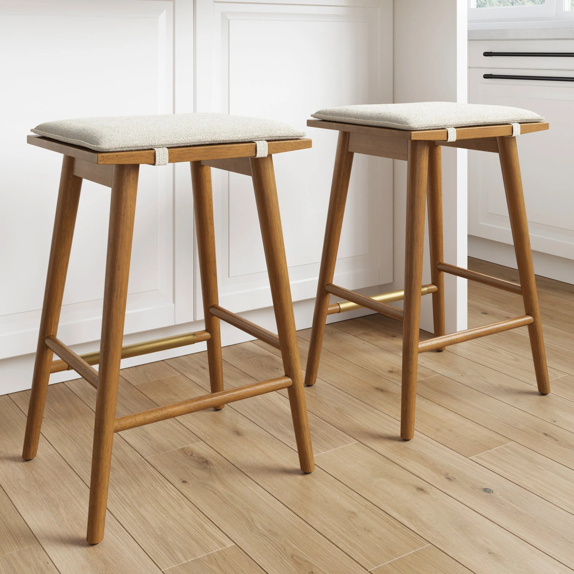 Boucle Counter Height Bar Stools Brown (Set of 2) | Nathan James