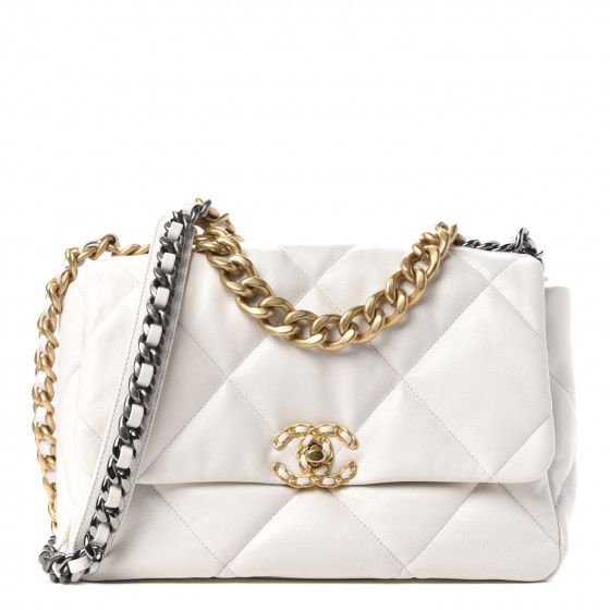 Goatskin Quilted Large 19 Flap White | Fashionphile