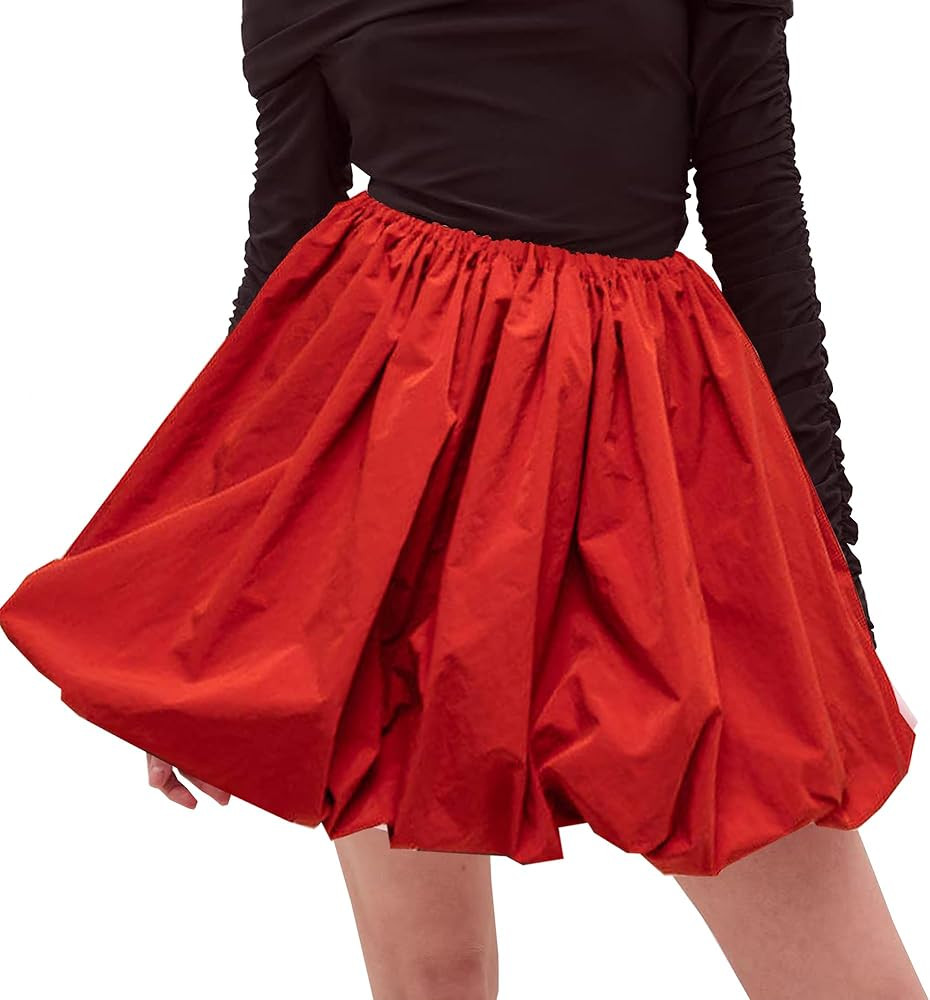 Minifaldas de burbujas con cintura el\u00e1stica para mujer con cord\u00f3n ajustable | Amazon (US)