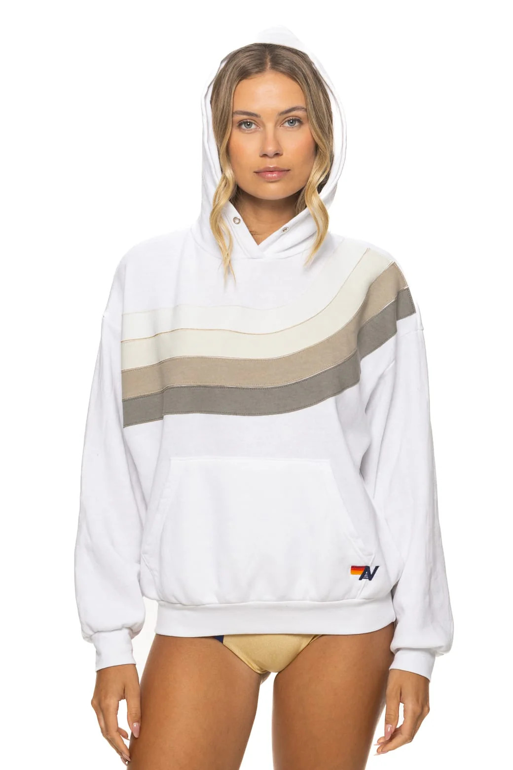 WAVE STRIPE 4 PULLOVER HOODIE RELAXED - WHITE // GREY | Aviator Nation