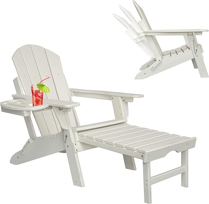 Adjustable Adirondack Chair with Ottoman,Folding Adirondack Chair, HDPE Adirondack Chair with 4 i... | Amazon (US)