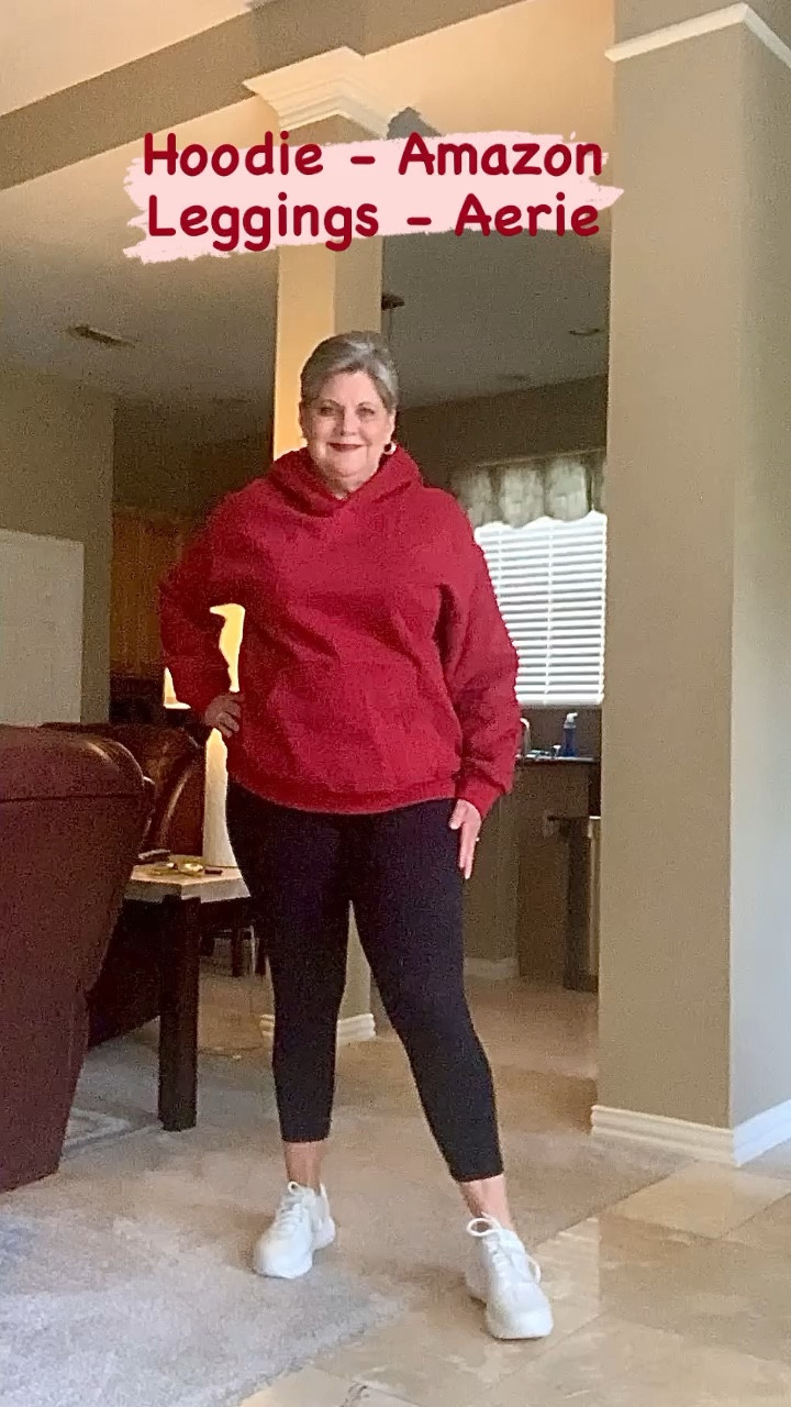 When it gets cold you’ll want this super-soft over-sized hoodie from Amazon. Comes in lots of colors.

Definitely size down. I’m wearing M & usually wear L or  XL.

Leggings from Aerie are super soft, with just enough support and they say up. Side pocket. Wearing XXL regular. Also comes in Long.

Brooks walkers. Can’t beat the comfort.

#LTKfitness #LTKSeasonal #LTKshoecrush