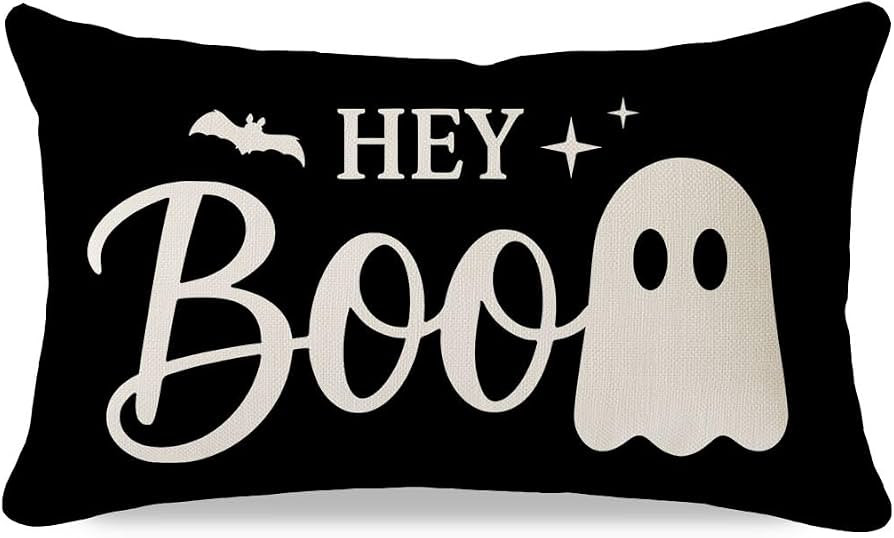 PANDICORN Halloween Throw Pillow Covers 12x20 Inch, Black Ghost Decor | Amazon (US)