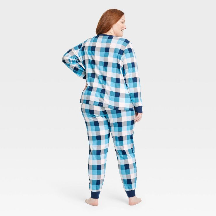 Women's Hanukkah Buffalo Check Print Matching Family Pajama Set - Blue | Target