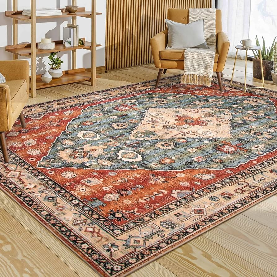 Lahome Boho Tribal Area Rug - 8x10 Large Living Room Area Rug for Bedroom Aesthetic, Washable Pla... | Amazon (US)