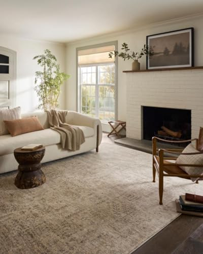 Loloi Magnolia Home by Joanna Gaines Junie Collection JUE-02 Oatmeal/Smoke 9'-6" x 9'-6", .38" Pile Height, Area Rug | Amazon (US)