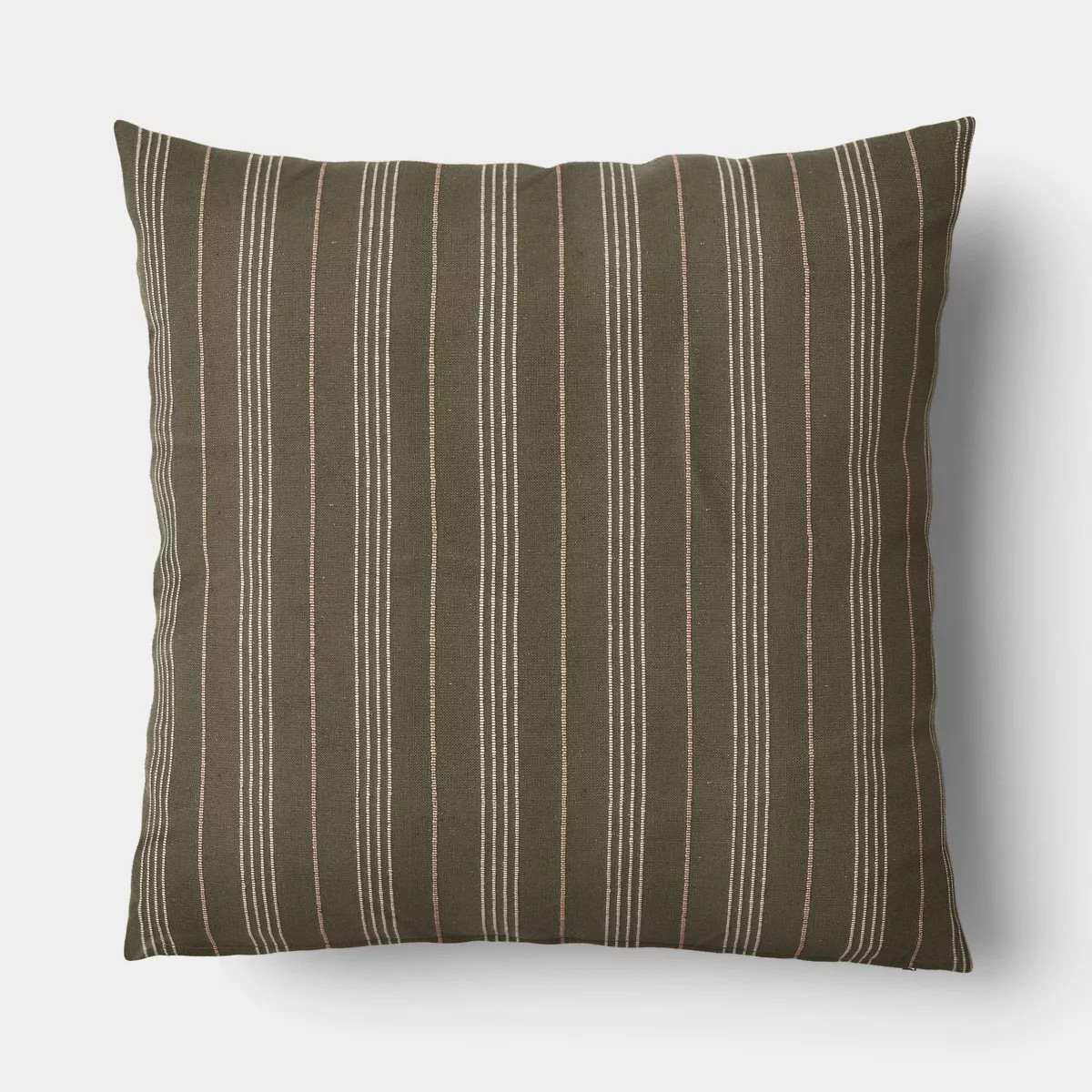 Square Cotton Flax Woven Stripe Pillow with Exposed Zipper and Tassel Green/Neutral - Threshold... | Target