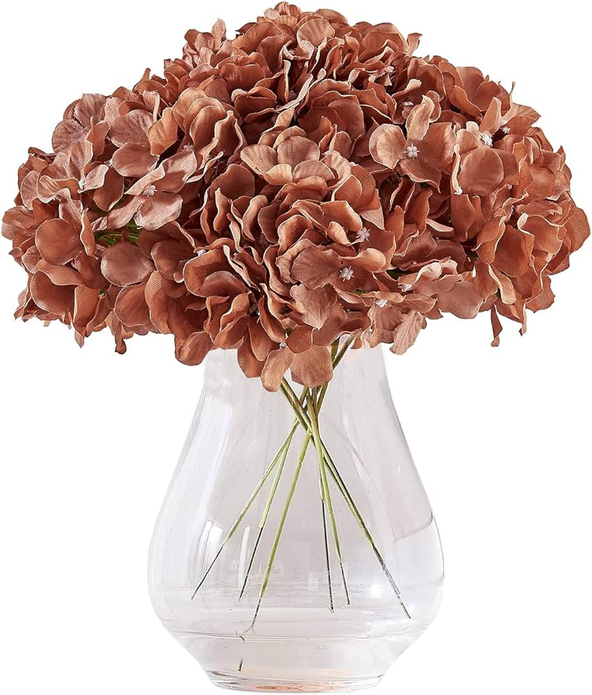KISLOHUM Artificial Hydrangea Flower Toffee Hydrangea Silk Flowers Head for Wedding Centerpieces ... | Amazon (US)
