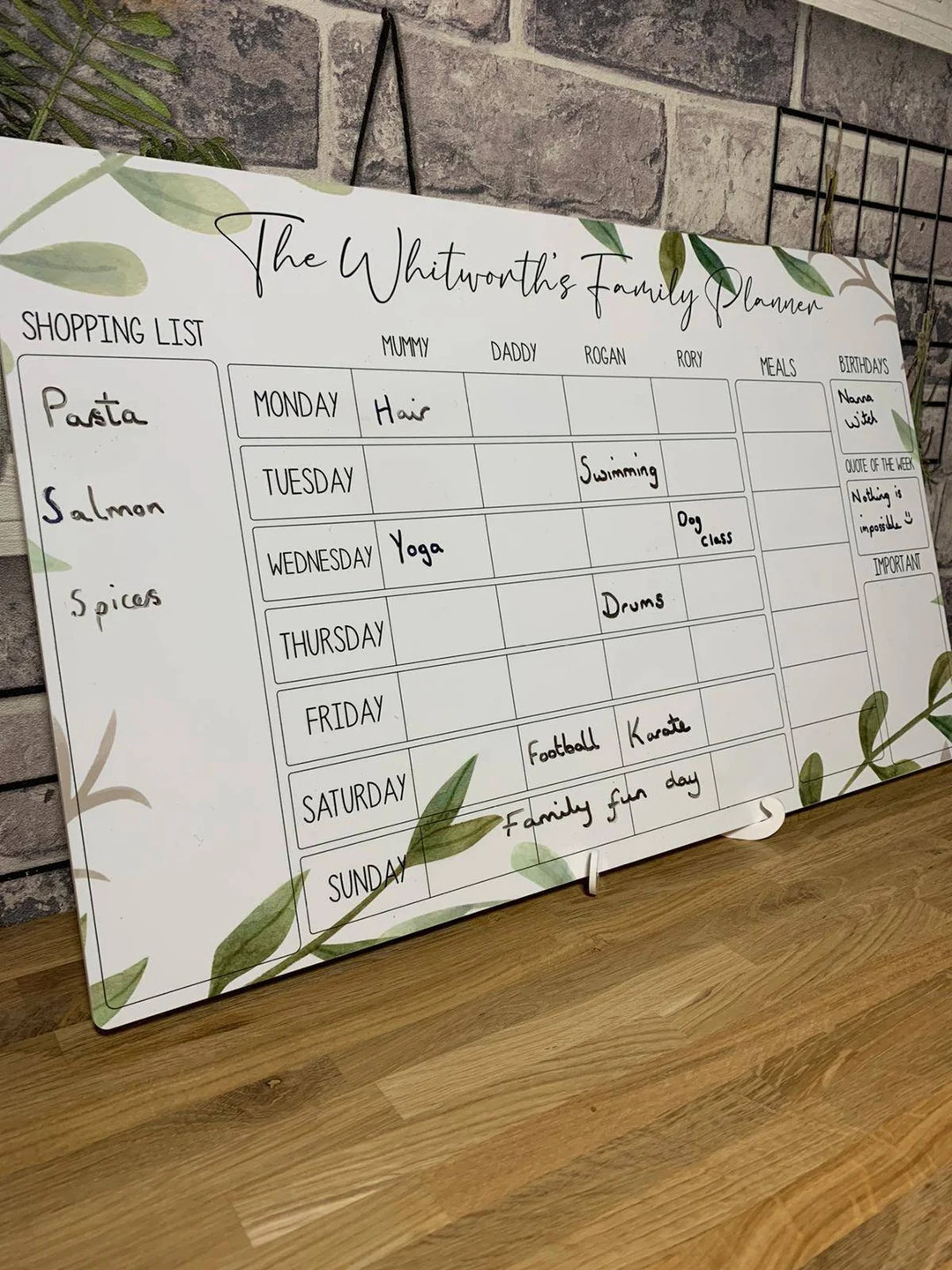 Personalised Wipeable Perspex Family Planner Organiser - Etsy UK | Etsy (UK)